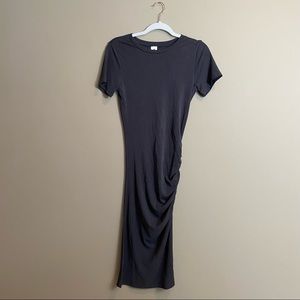 NWT VICI- Small Blue/Grey Ribbed T-Shirt Dress with a Cinched Side